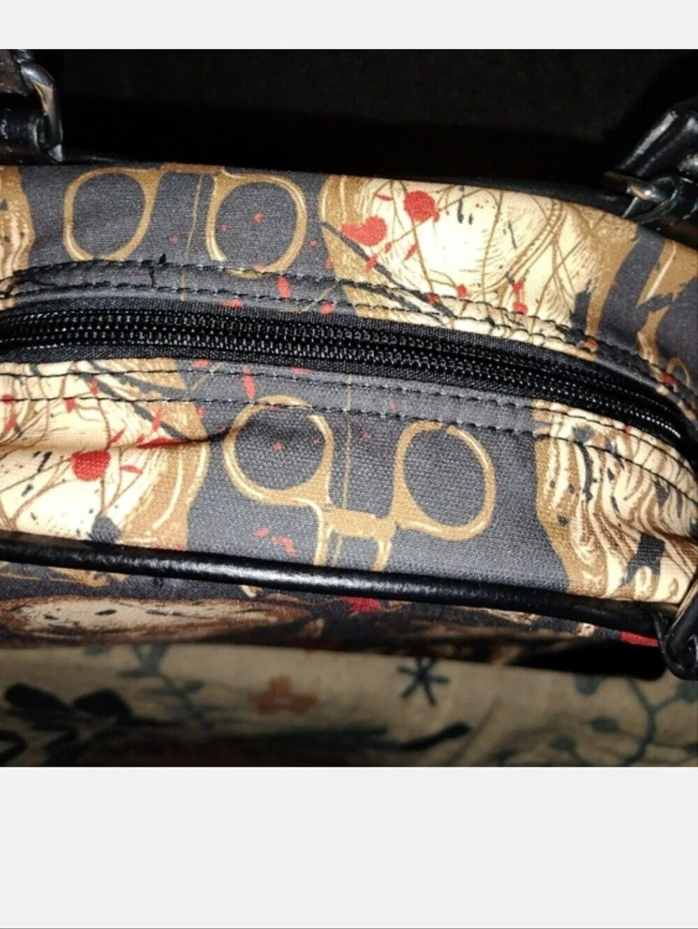 Black Anatomical Skull Print Dome Satchel - Unbranded